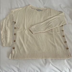 Boden Cream Sweater with Side Button Detail - size Small